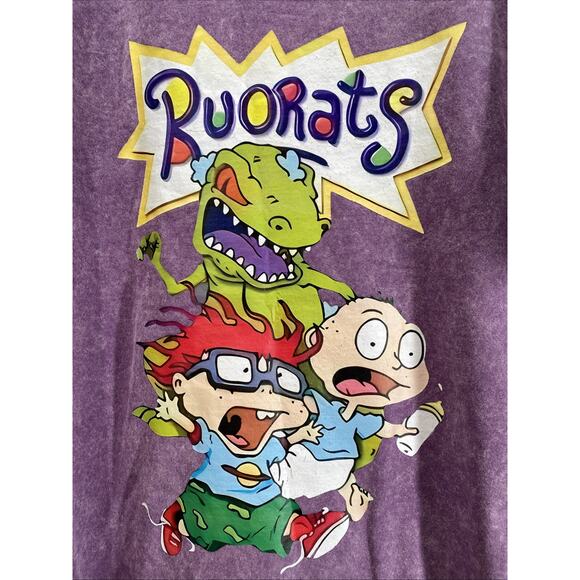 Nickelodeon Tommy Chuckie Rug Rats Characters Distressed T-shirt Men’s XL 46-48 - Picture 2 of 7